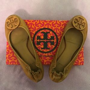 Tory Burch Tan Reva Ballerina Flats